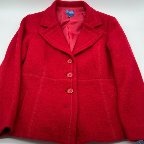 Women’s Pendleton Red 100% Merino wool blazer NWT Large - Picture 1 of 11
